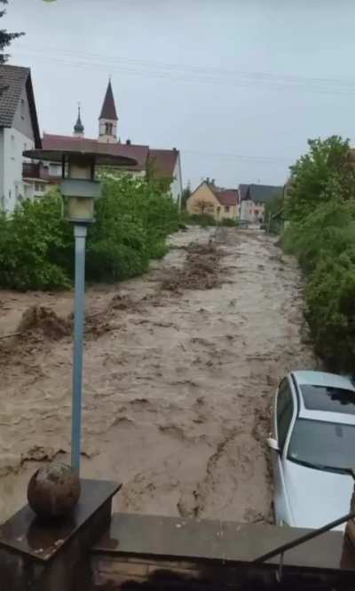 May 2, 2024 - Flash floods in Baden-W&uuml;rttemberg, Germany; People reported trapped in cars.