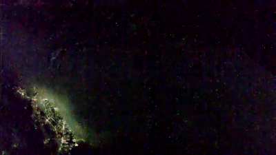 Lightning over Houston from the International Space Station live feed this evening