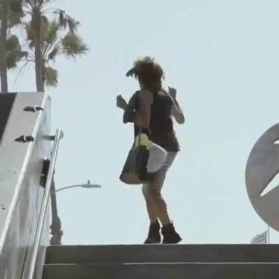 This lady's excitement over seeing a skateboarding trick