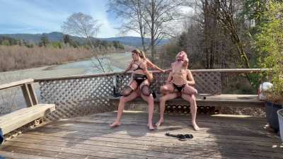 Slutty wives swap husbands and ride their cocks