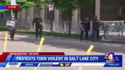 Wow these cops are so brave defending against a violent man