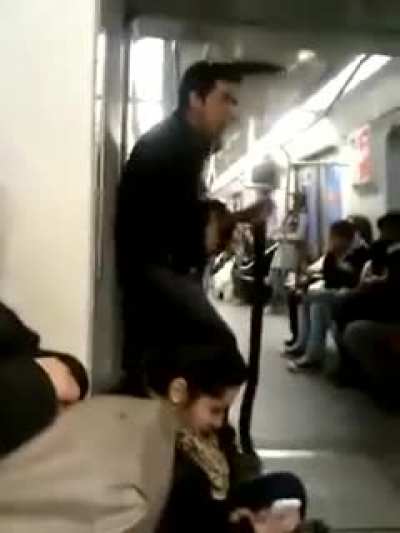 Crazy ukulele player...