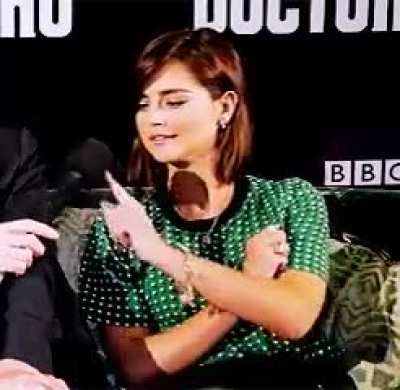 Jenna Coleman is clearly used to having many cocks being up in her fuckable face.