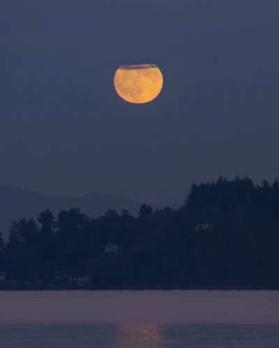 November&rsquo;s Beaver Moon rising over Puget Sound