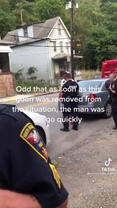 Woman sees a black man surrounded by cops so she decides to record. The cops don&rsquo;t like that.