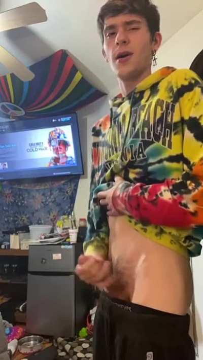 Teen gay boy shoots a load in his bedroom