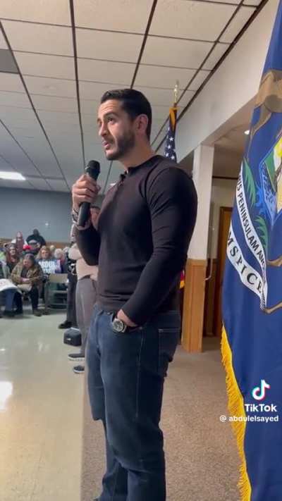 Tommy asked a question. Abdul El-Sayed answered and no one physically harmed Tommy.
