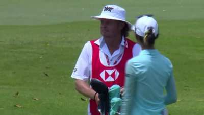 Lydia Ko&rsquo;s shot ricochets off another ball to hole out for an eagle on 18 at the HSBC Women&rsquo;s World Championship