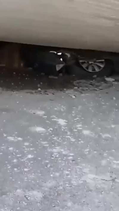 Water tank collapses and rolls downhill in Brazil