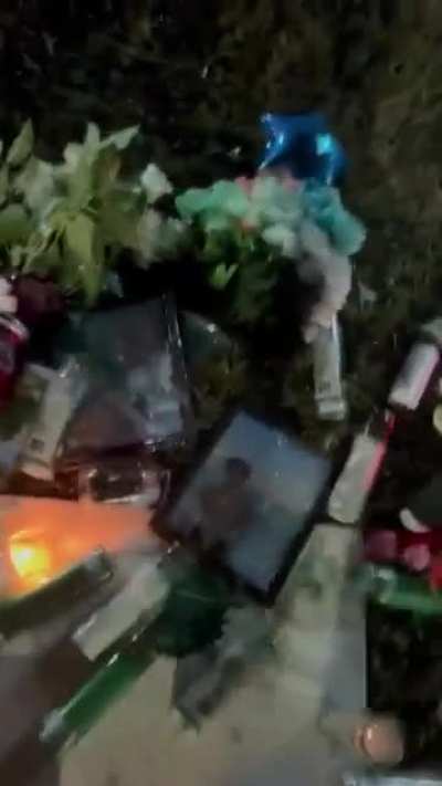 This garbage human being goes drunk driving with friends and ends up killing two people. He gets mad because his friends (rightfully) get thrown in jail, so he films a video of himself destroying the memorials of the two people he and his friends murdered
