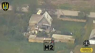 Ukrainian Project M2 group using "Darts" drone to strike a house where russians were located, left bank of the Kherson region
