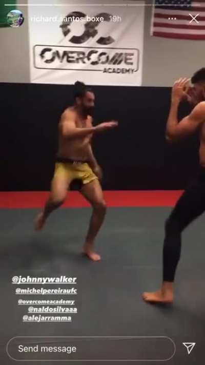 Johnny Walker and Michel Pereira "sparring"