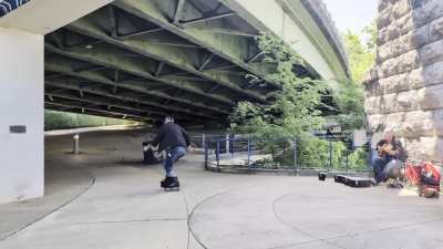 Skating to my own busk.