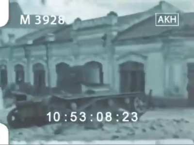 Color footage of a T-34/76 and twin-turreted T-26 knocked out in the Summer of 1941 on the Eastern Front