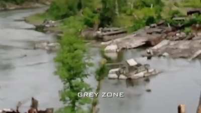 ru pov - Newly published footage by Gray Zone of the massive destruction in the famous Bilohorivka river crossing