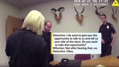 An Albuquerque cop severely beats his wife. Officers from a rival department show up at his work to arrest him. Instead of just taking his uniform off- they make a point of cutting it off of him with scissors.