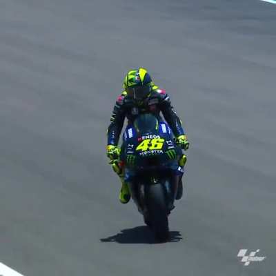 This is what happened to Rossi's bike. Don't know why they couldn't show this in the race itself.