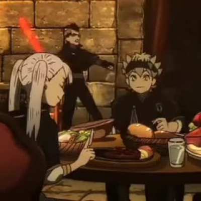Asta chokes on spaghetti and Noelle gives him water &amp;lt;3