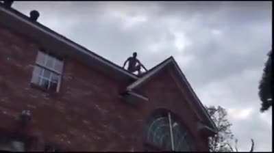 jumping from second floor to the pool