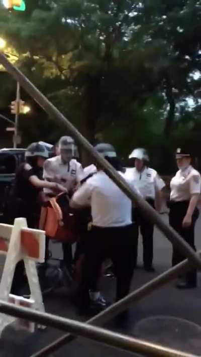 New York City, NY: cops arrest a food delivery driver for violating curfew, even though food delivery is an essential service exempt from curfew.