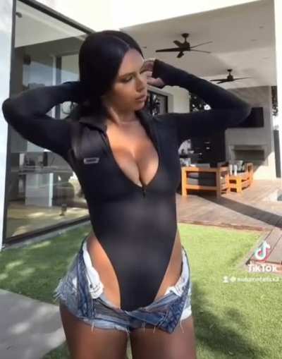 Black bodysuit &amp;amp; jean shorts