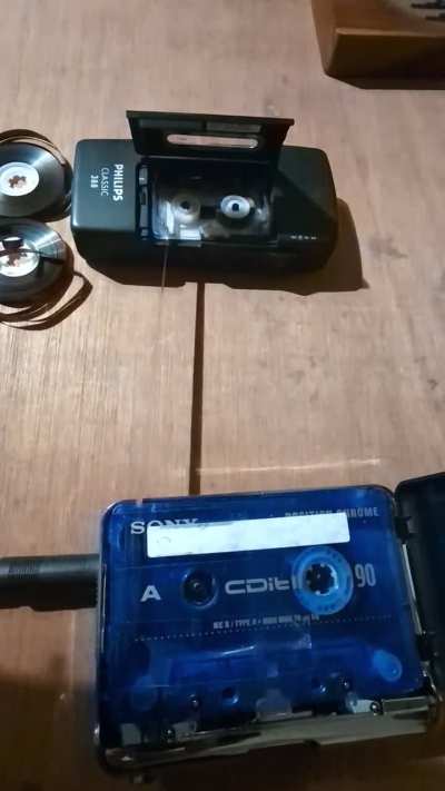 Bit of cross-format fun. Mini-cassette to standard cassette.
