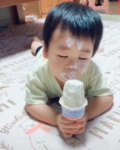 Sleepy but need to finish the ice cream