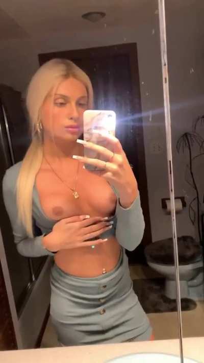 Surprise under skirt. TS Mara (gif)