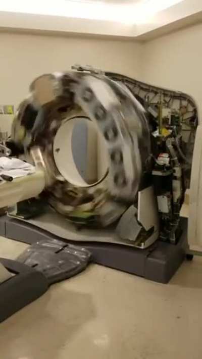 Inner workings of a CT scanner.
