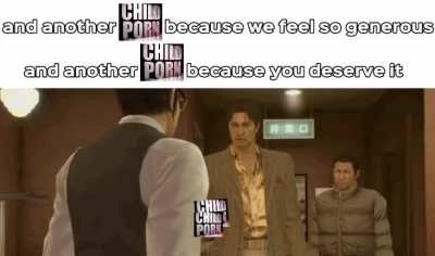yakuza and another text because we feel so generous and another text because you deserve it stacking text on table