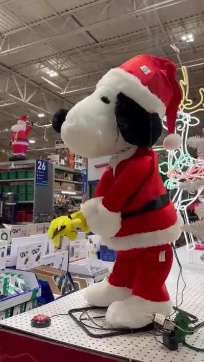 Santa Snoopy with Woodstock in Tow!