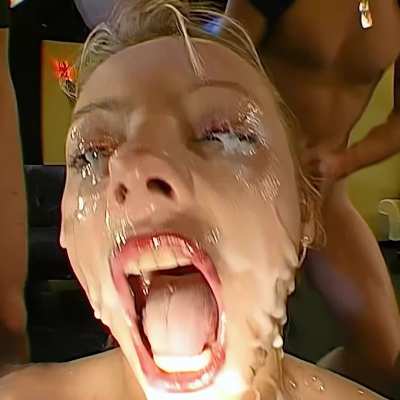 Bukkake Slut glazed with CUM...