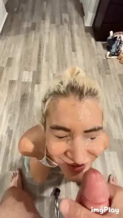 It makes me happy when he cums all over my face
