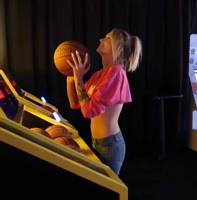 Shooting hoops in a crop top