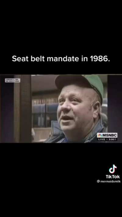 People in 1986 freaking out about a new seatbelt law being proposed in their town