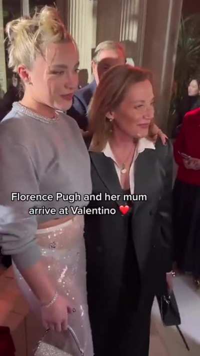 with her mum.