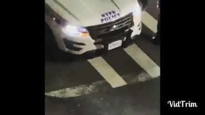 [NYC, NY] Video of NYPD repeatedly proclaiming "Trump 2020" from their patrol car radio while blocking a crosswalk. Not only is endorsing or publicly expressing views on political parties or candidates while on duty/in uniform against the NYPDs own policy