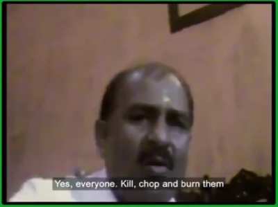 Babu Bajrangi, who ripped out a Muslim woman's fetus and brandished it on his sword during the Gujarat genocide in 2002... was acquitted today along with 68 other Hindutva terrorists