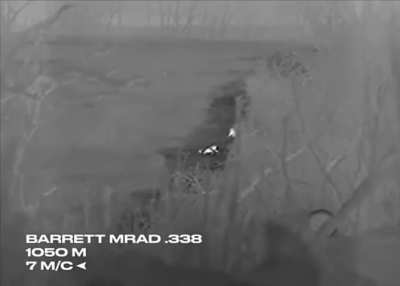 A sniper of the “Company Group” shot from a Barrett MRAD.338 rifle at a distance of 1050m