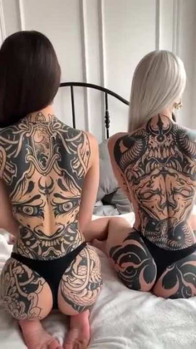 A pair of great backpieces by ⓒ Nos Tattoos in Russia.
