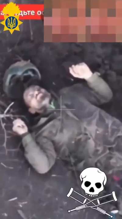 A Ukrainian drone near Avdiivka spots a Russian invader playing dead. Drops a grenade on him and mortally wounding him 4/5/24