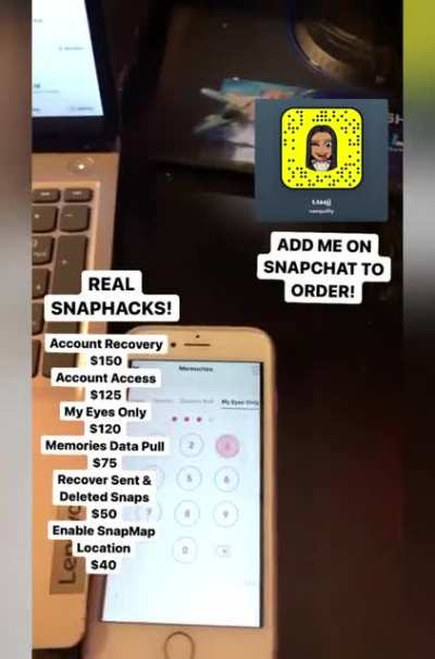 Real Snapchat &amp;amp; Instagram , Facebook &amp;amp; More Hacks Available! @naequality on Snapchat to order! Telegram Group Link With Proof In Comments!