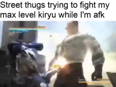 Left to go get a drink and forgot to pause, was surprised to see kiryu still alive and well with half his health still there
