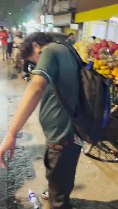 This man was starting still for more than 30 minutes near Kurla Station; my hunch is he is a junkie who has taken a drug or something, But I am astounded how someone could be still and in the same position for more than half an hour