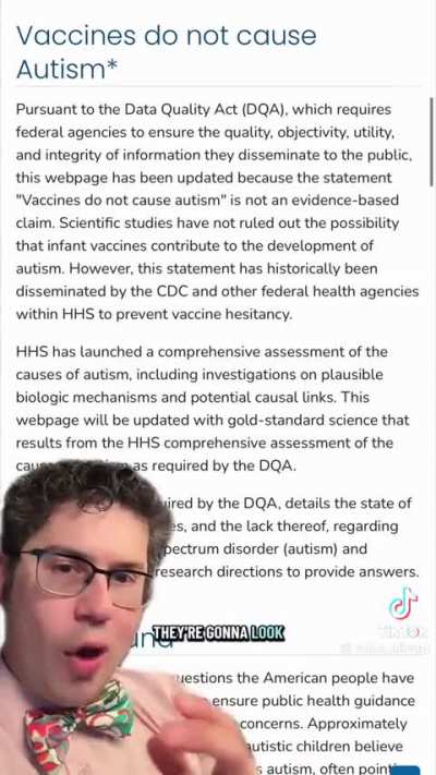 RFK Jr forced the CDC to change the "Vaccines don't cause Autism" page to reflect his political belief.