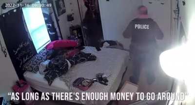 Two police officers in upstate New York allegedly stole $6,000 during the search of a parolee's house and they were caught on camera saying "we can share the money"