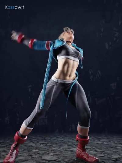 Cammy's provocative stretch, rendered out in 60fps with Blender