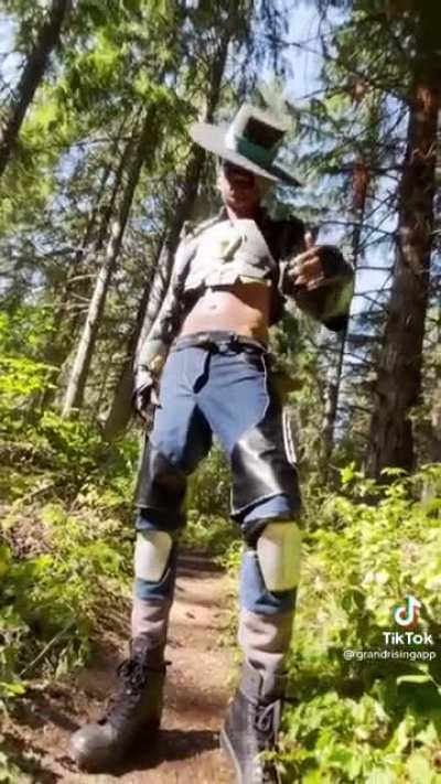 A forest cowboy in their natural habitat?