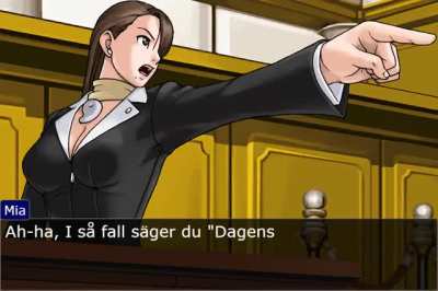 Phoenix Wright och g&auml;nget debatterar om n&auml;r man &auml;ter middag.