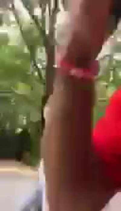 Crazy Chinese woman screams and hits black man